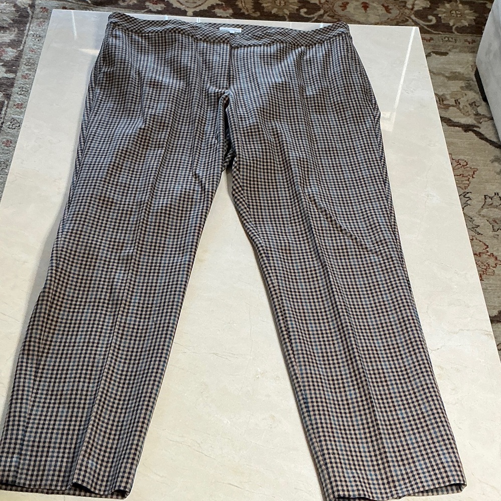 J. Jill Blue and Brown Checkered Dress ankle Pants, size 16